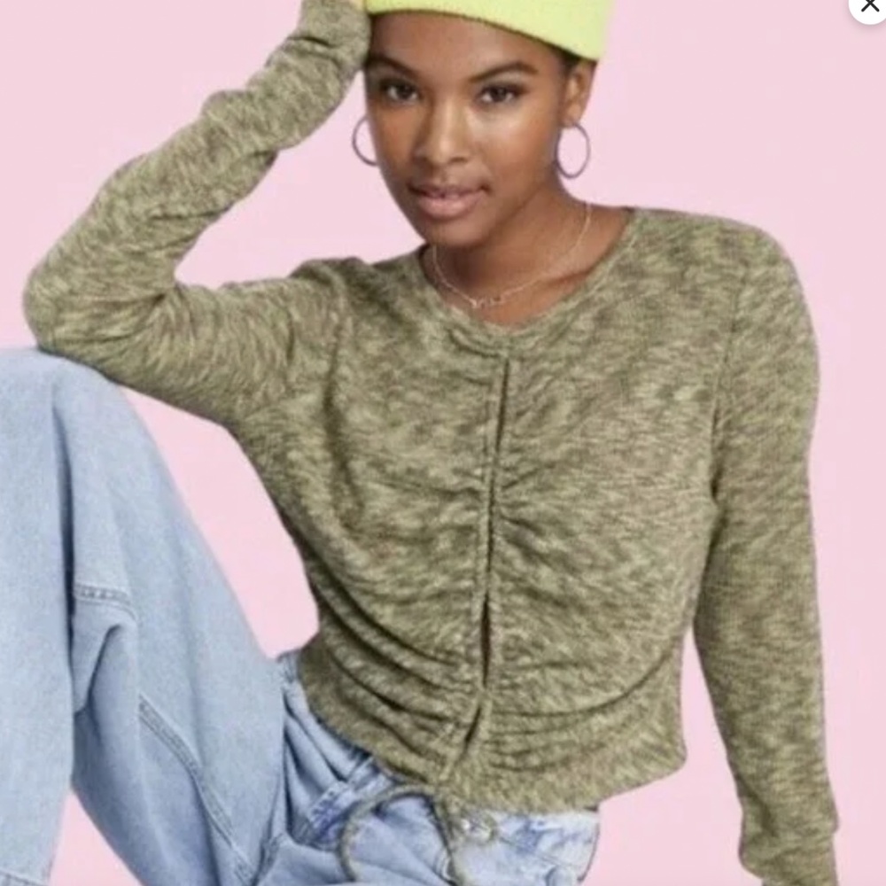 Wild Fable Olive Green Ruched Blouse
